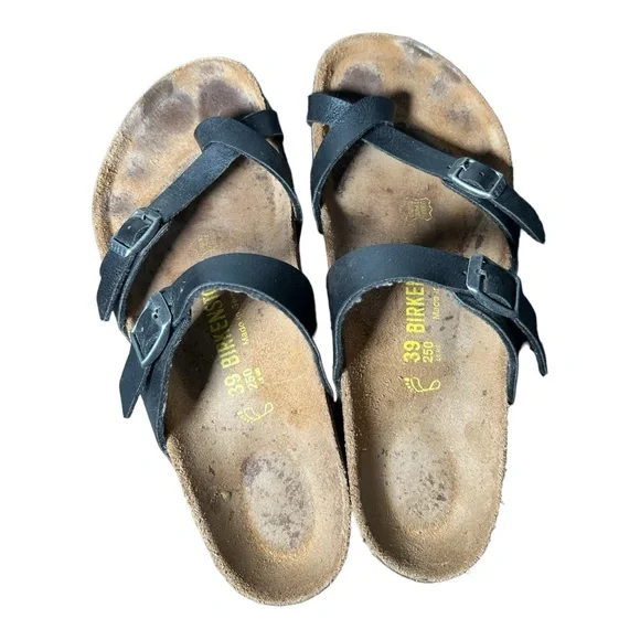 Birkenstock Mayari Black Birko-Flor Strap Toe Loop Sandals Size 39 - Picture 10 of 11